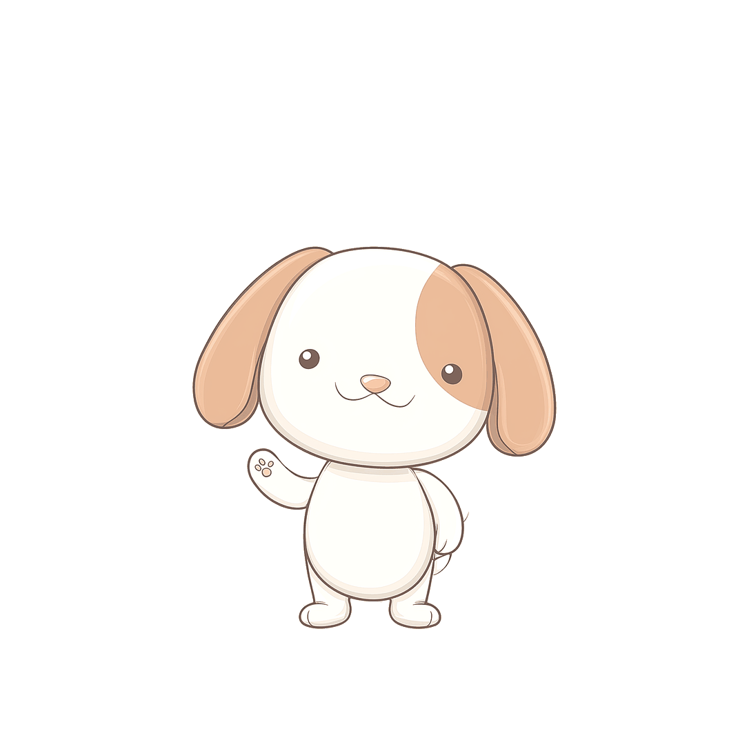 A friendly dog waving